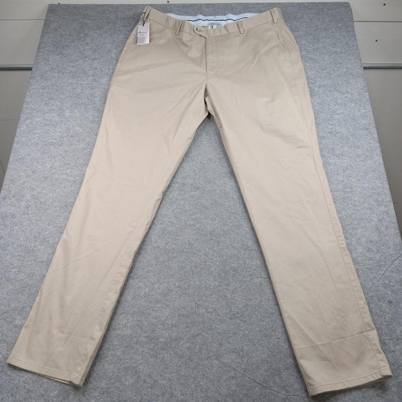 Peter Millar Pants Mens 42 Khaki Soft Touch Twill Chino‎ Stretch Flat Front Golf